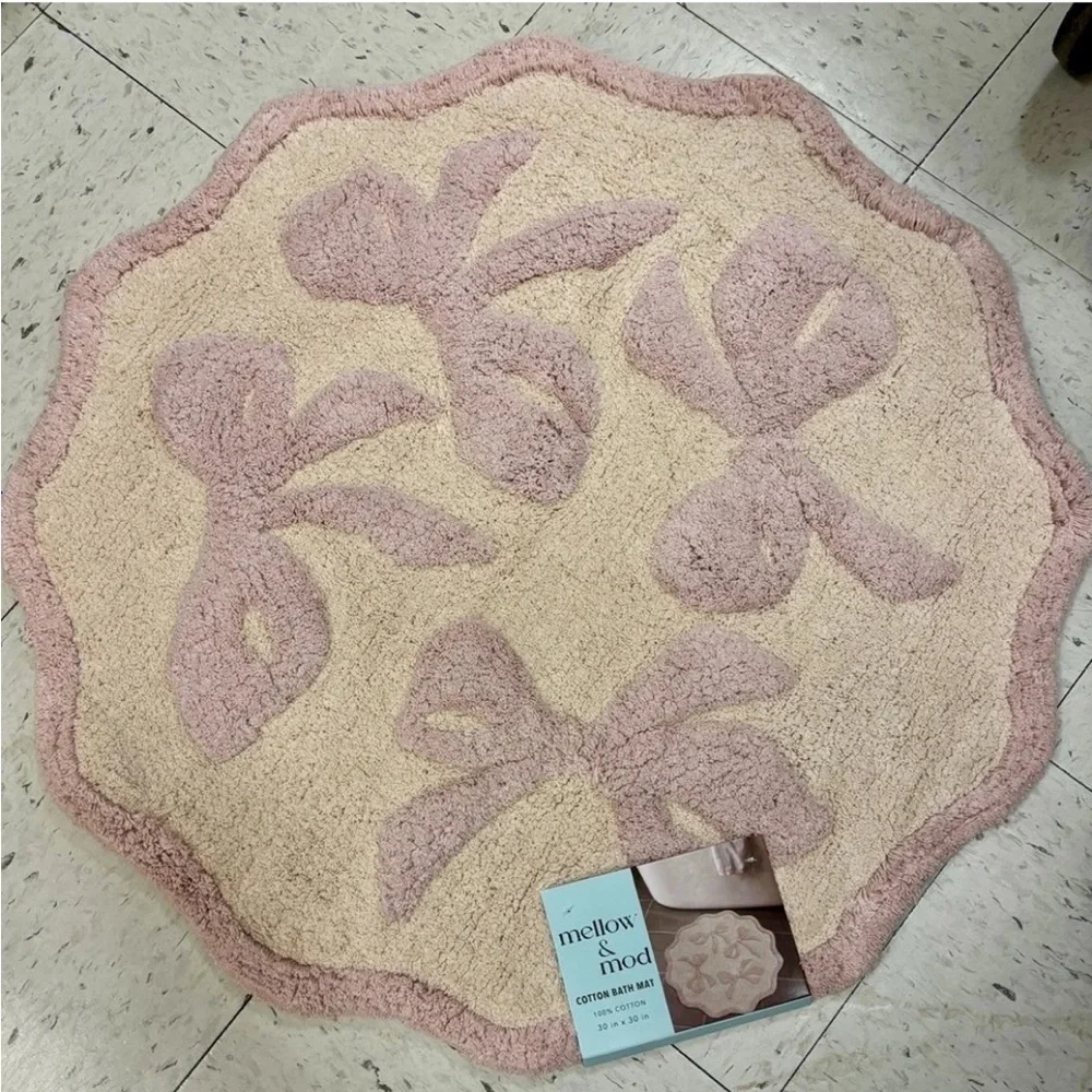 Viral Pink Bow Bath Rug
